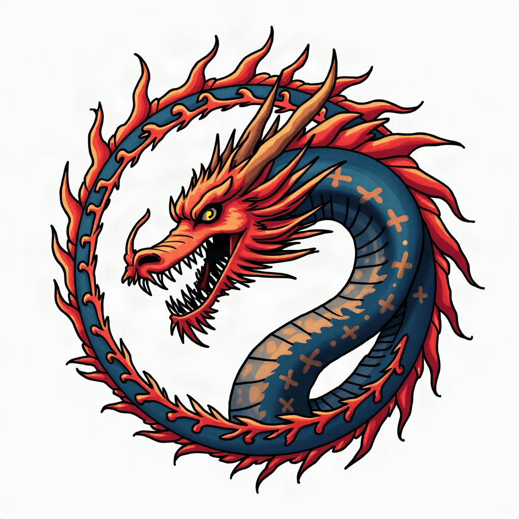 Celtic dragon in circular formation