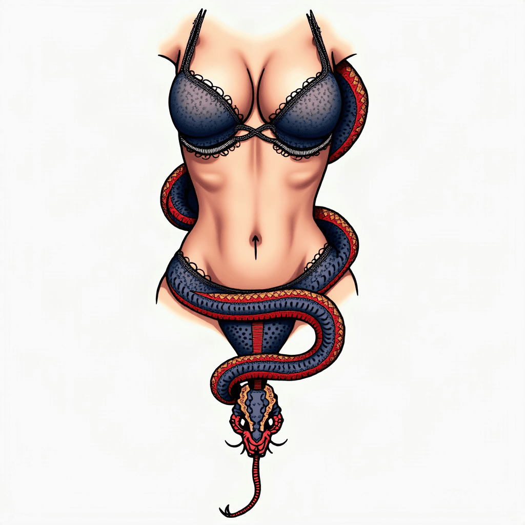 sternum and underbust snake pointed downwards