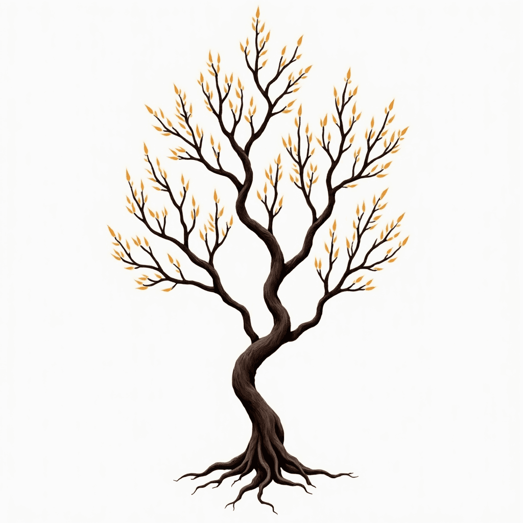 Delicate bending Willow tree, no color, winding an…