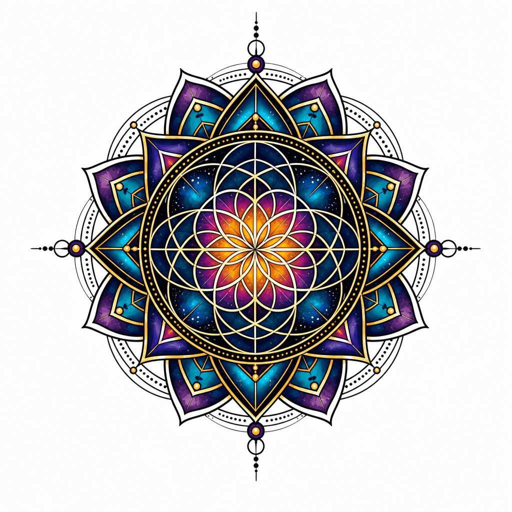 Sacred geometry mandala with precise patterns