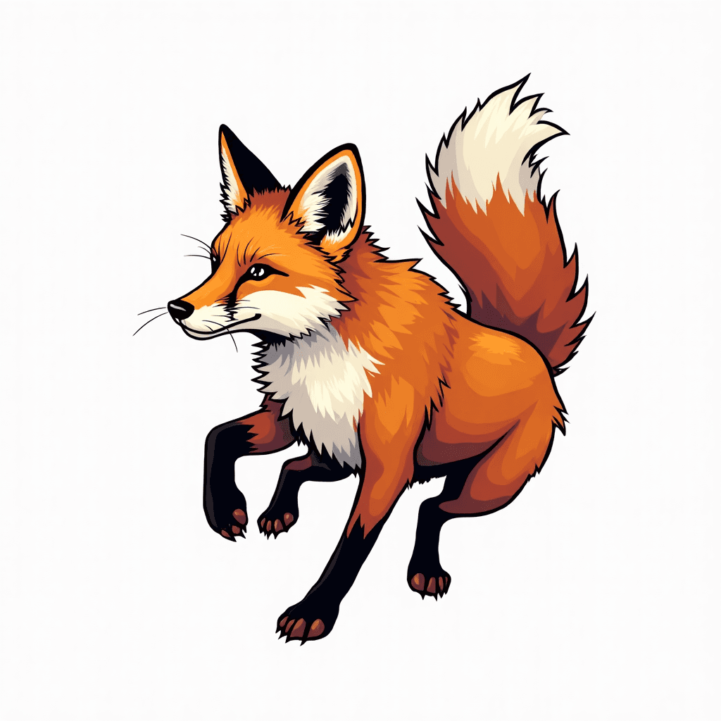 A fox in dynamic motion