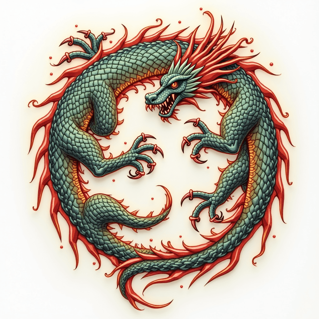 Celtic dragon in circular formation