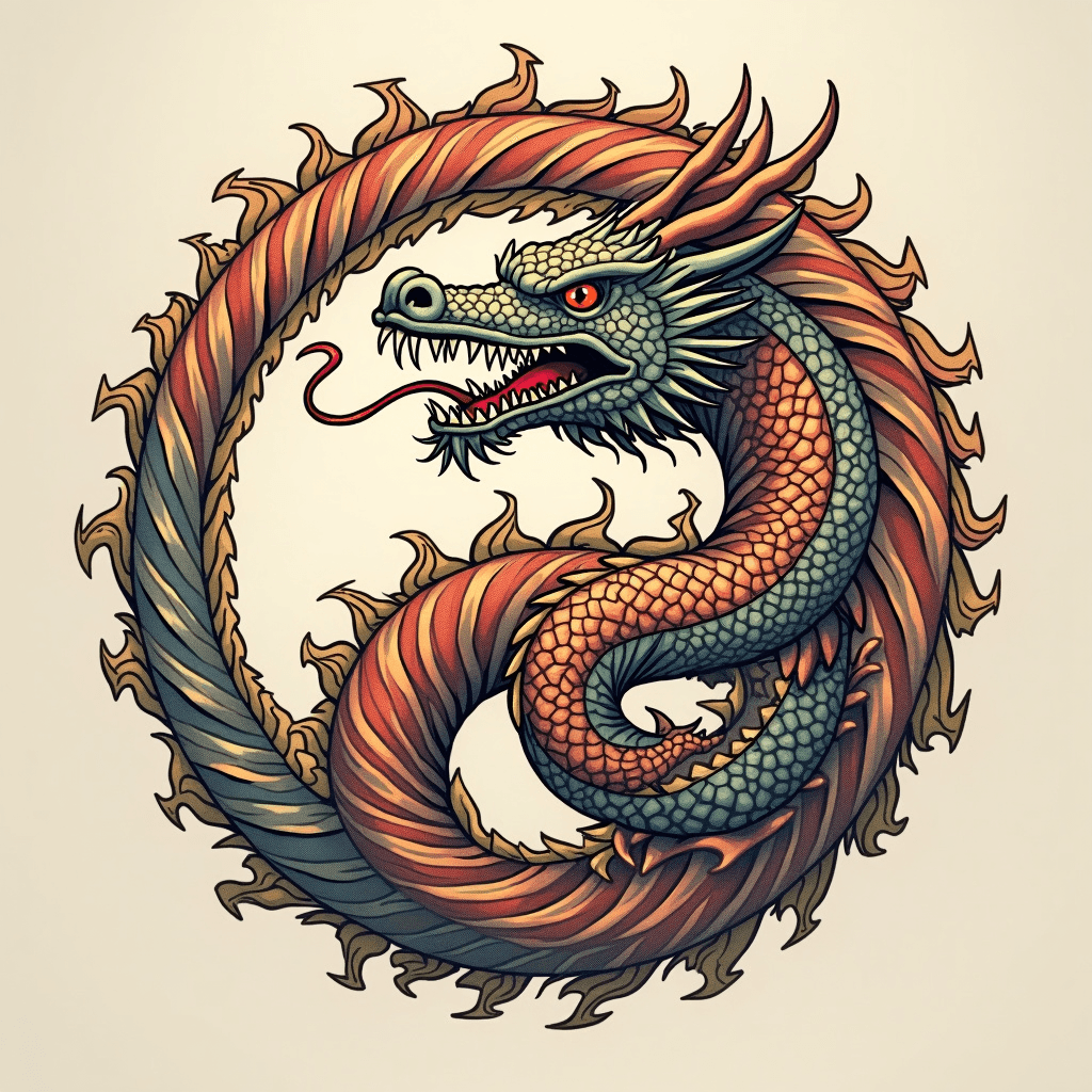 Celtic dragon in circular formation