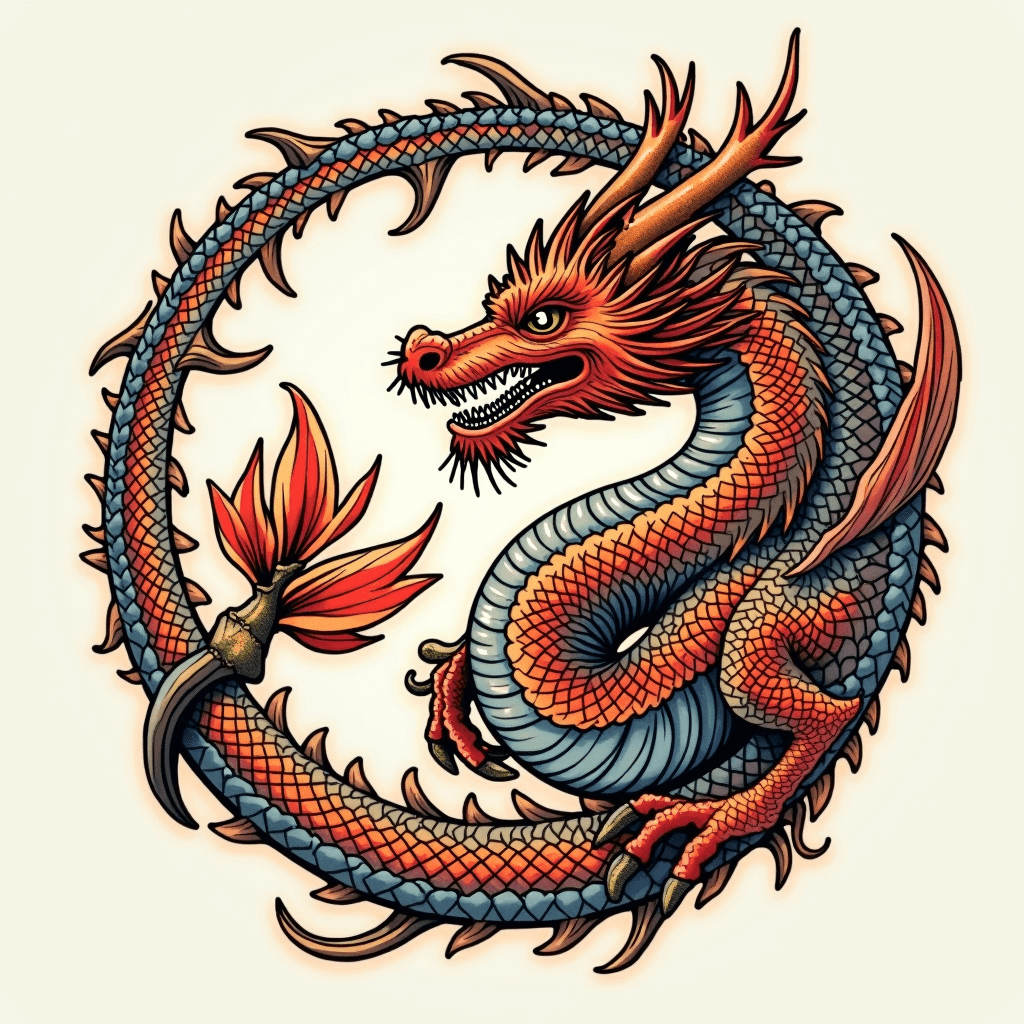 Celtic dragon in circular formation