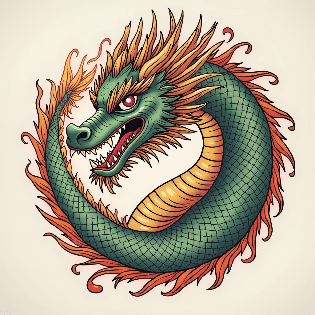 Celtic dragon in circular formation