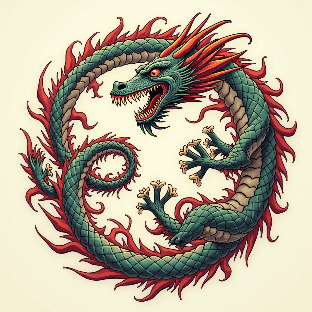 Celtic dragon in circular formation