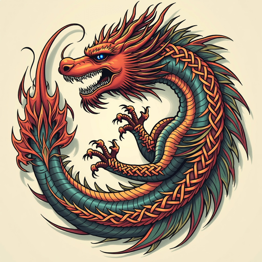 Celtic dragon in circular formation