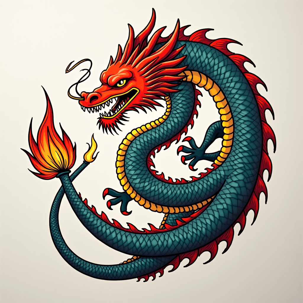 Celtic dragon in circular formation