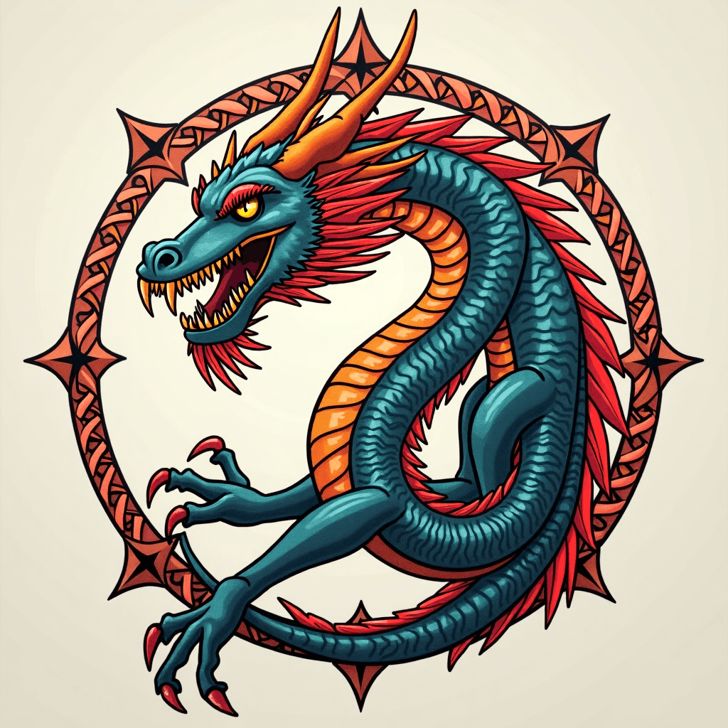 Celtic dragon in circular formation