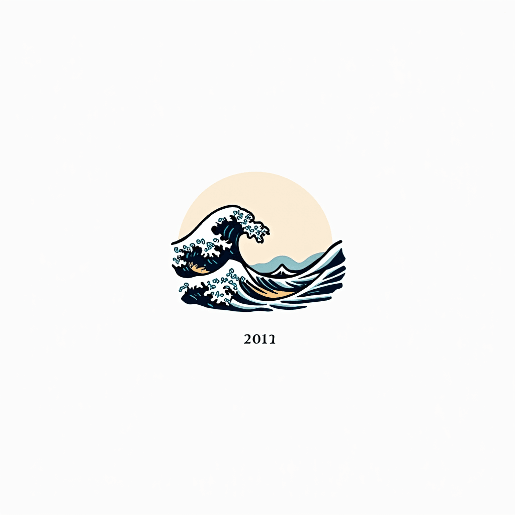 Minimalist line art of ocean waves with a hidden m…