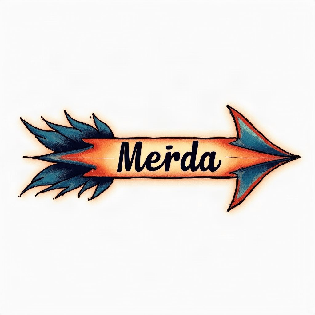 Arrow pointing left with the name Merida in the mi...