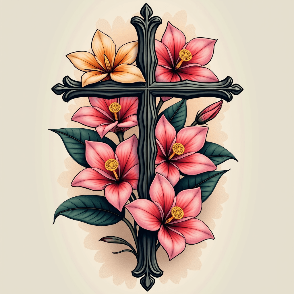 Detailed Plumeria Flowers and Lotus Flowers floati…