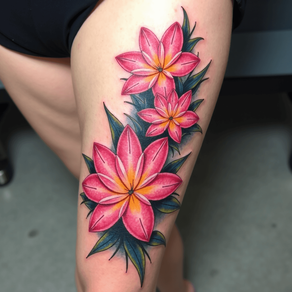 Detailed Plumeria Flowers and Lotus Flowers floati…