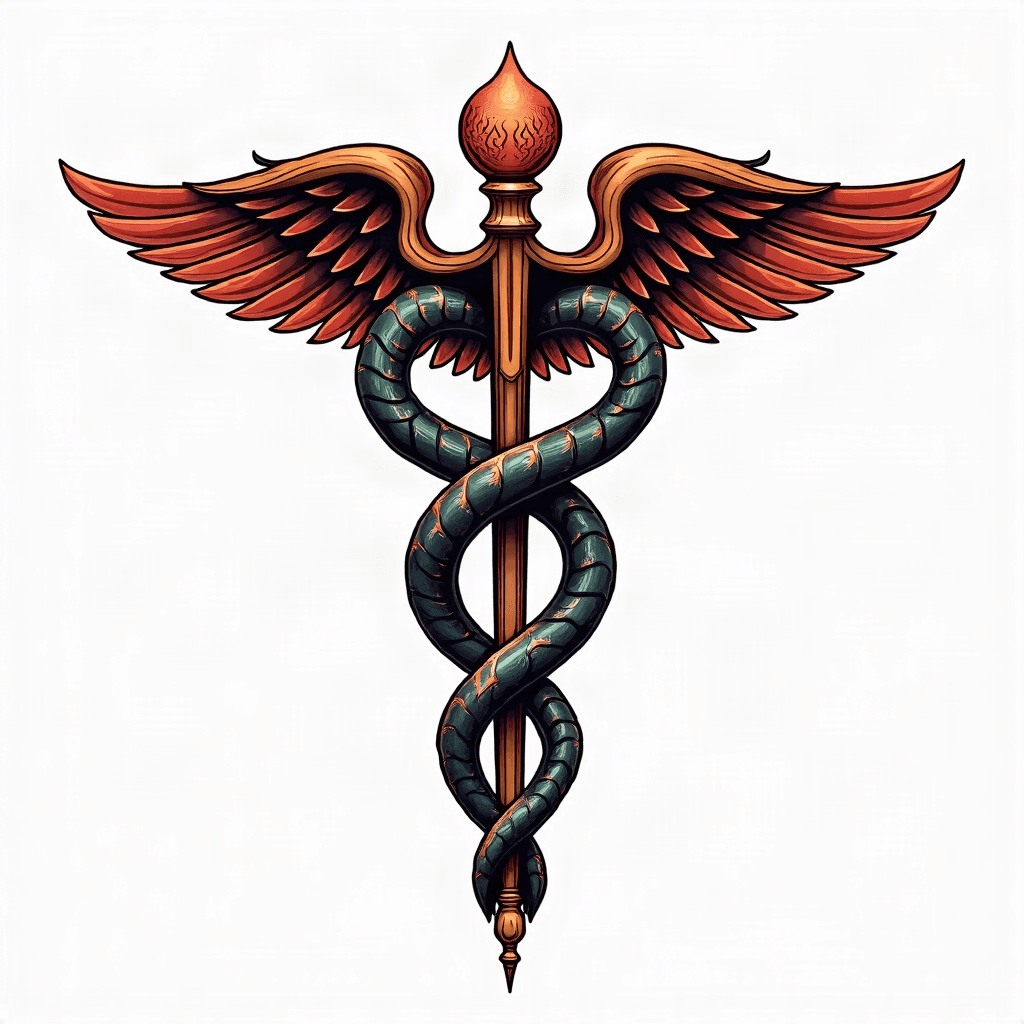 quiero un caduceo de hermes, que en la parte super...