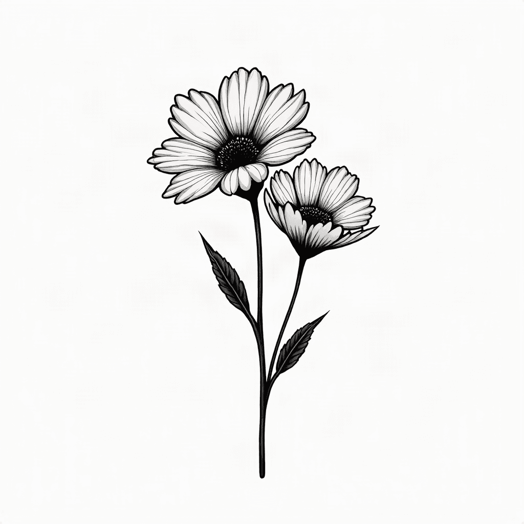 Create a small minimalistic style bouquet tattoo w...