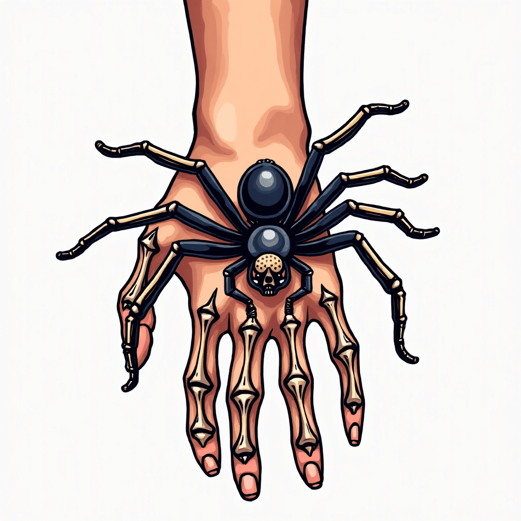 A spider thats on my thumb and pointer finger than…