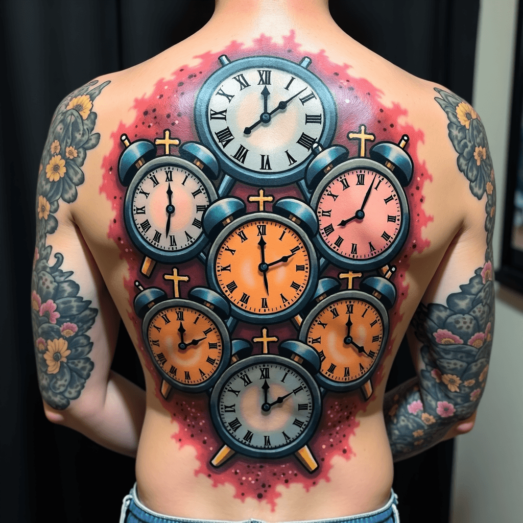 A backpiece of all different types of clocks in a …