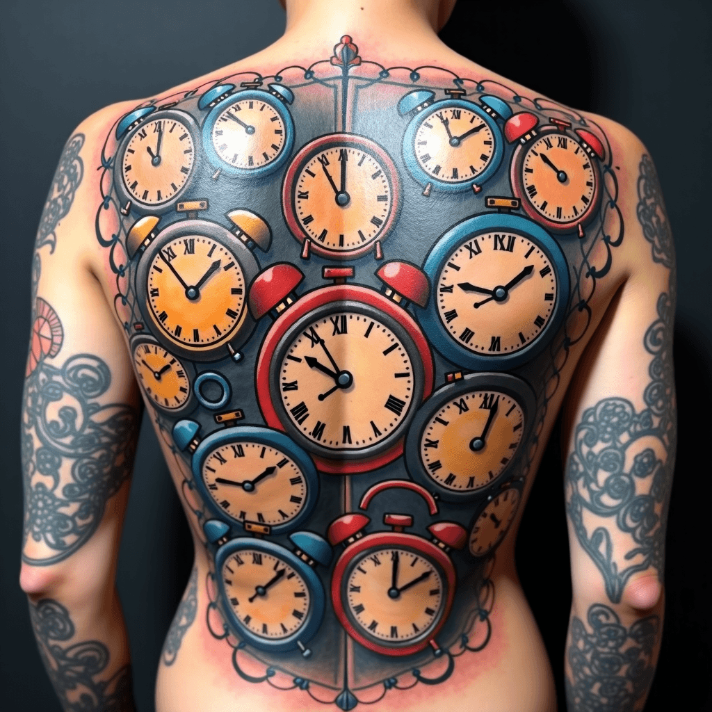 A backpiece of all different types of clocks in a …
