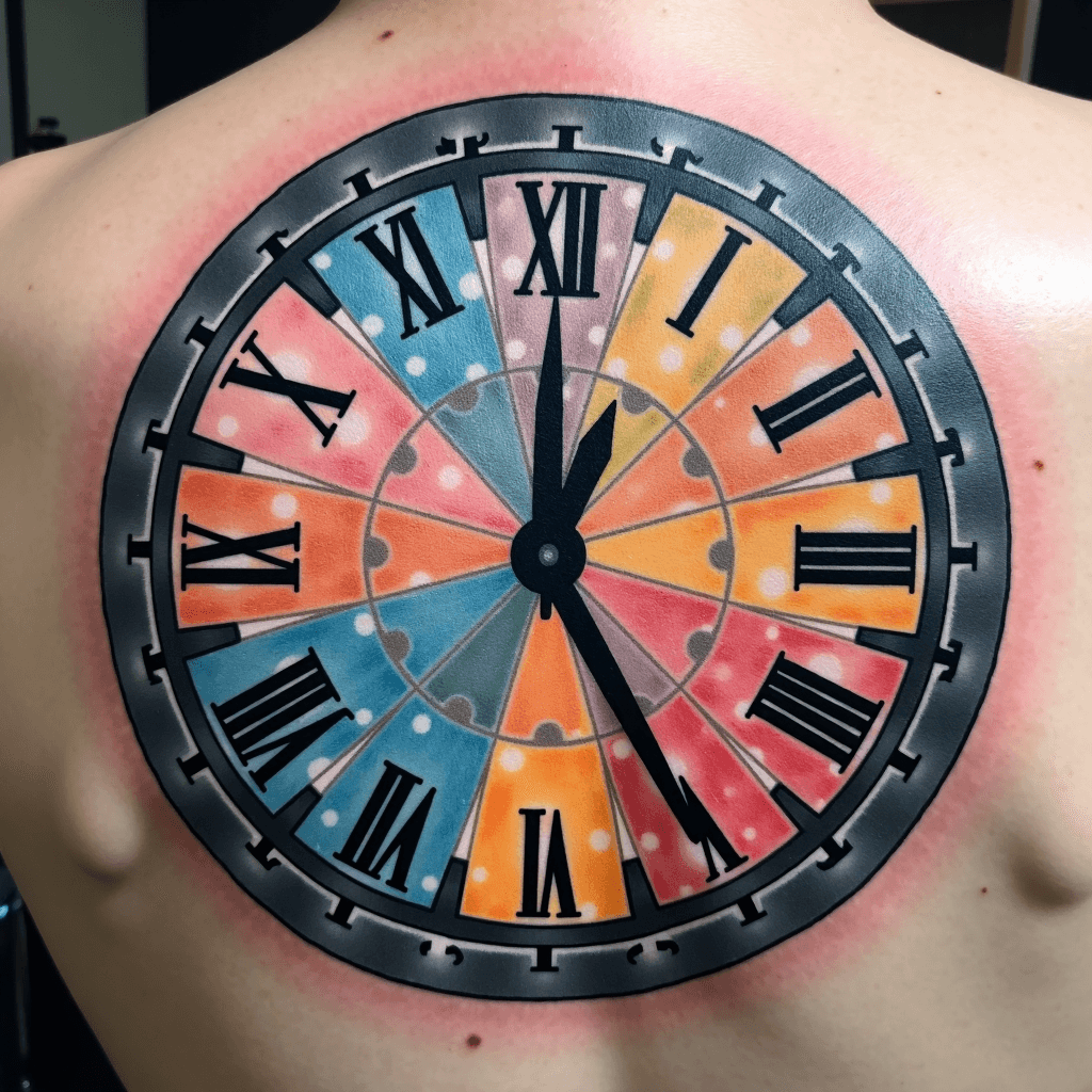Backpiece of all different types of clock in color