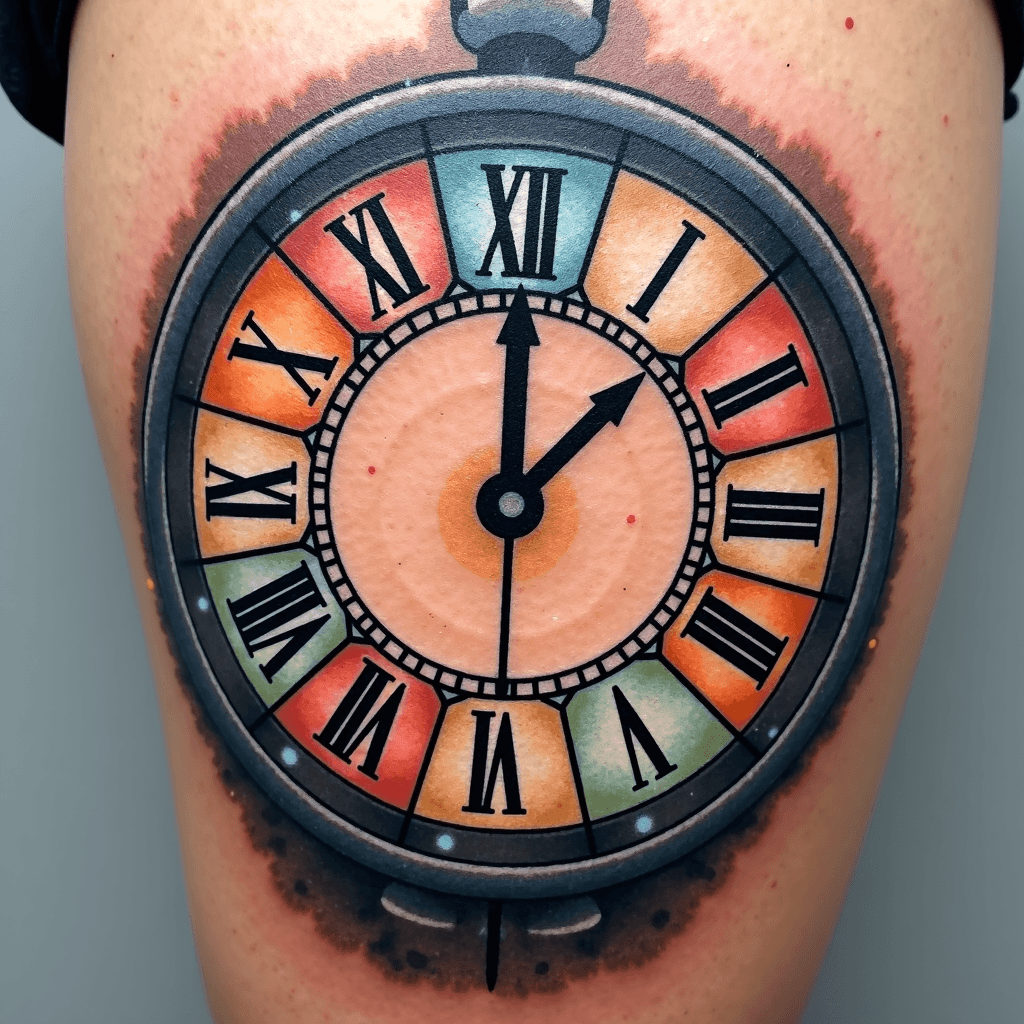 Backpiece of all different types of clock in color