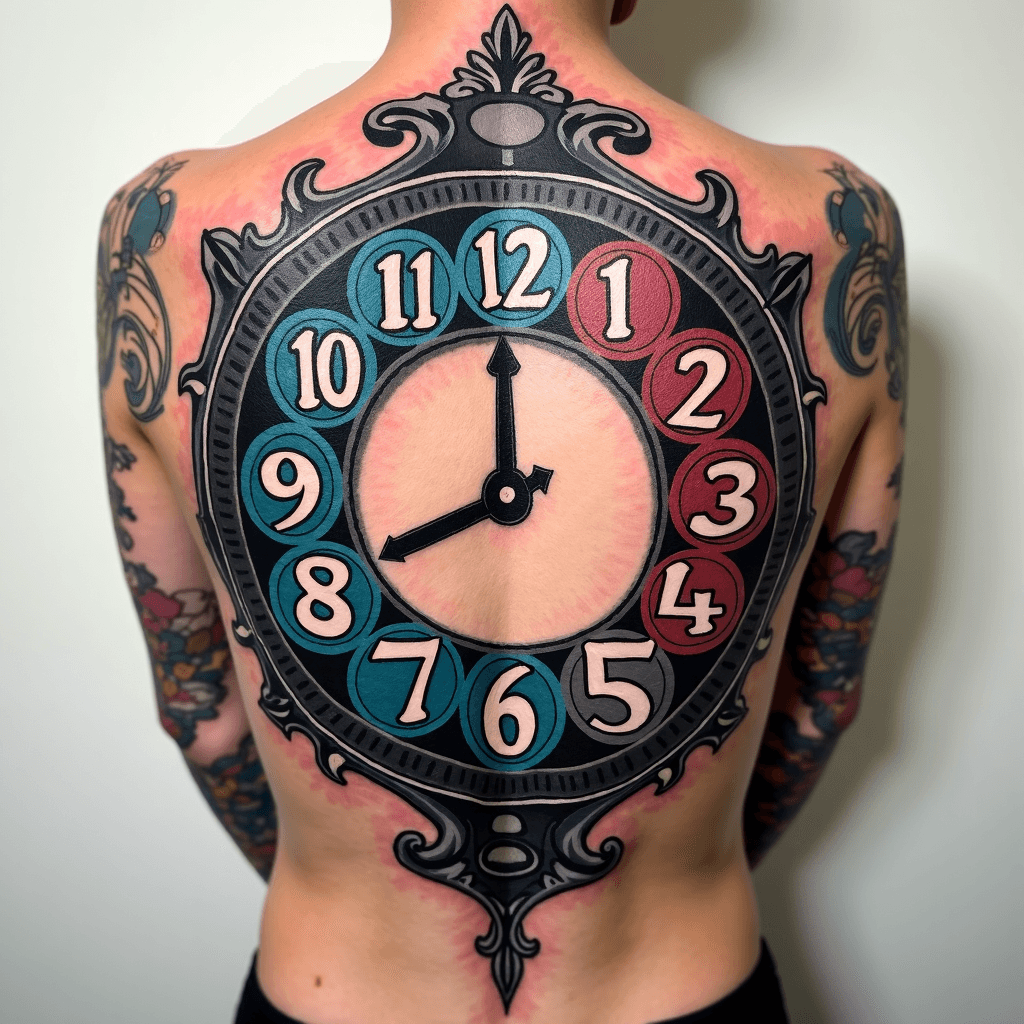 Backpiece of all different types of clock in color