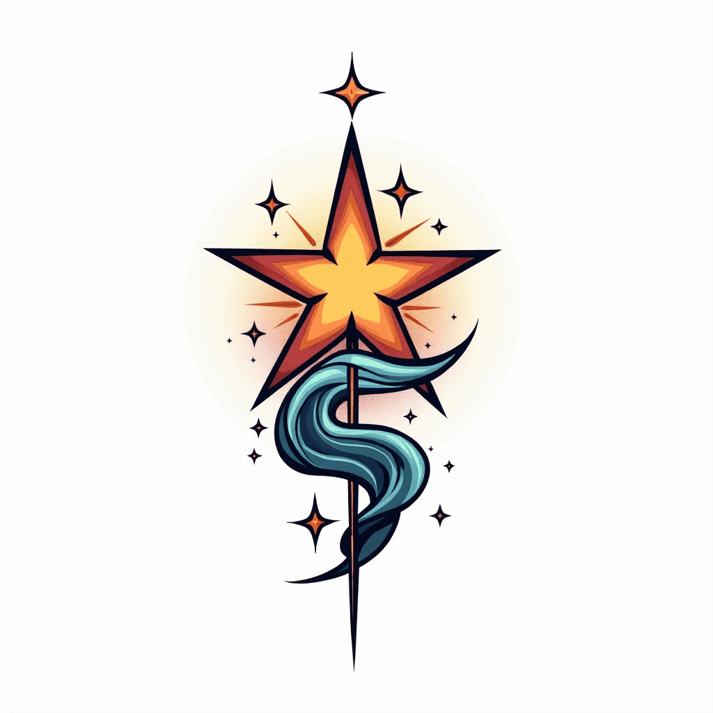 Fine Line Tattoos tattoo design with norther star,…