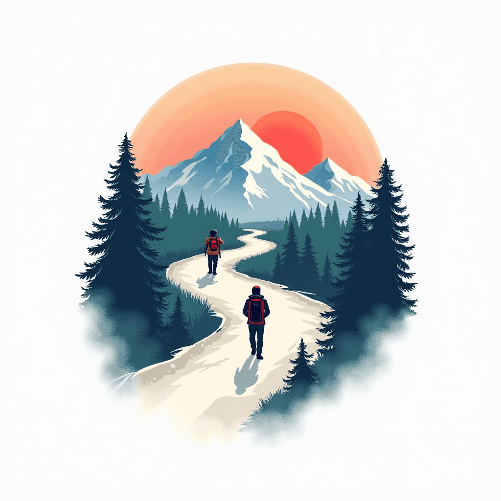 Berge im Hintergrund, ein Weg führt darauf zu wo e...