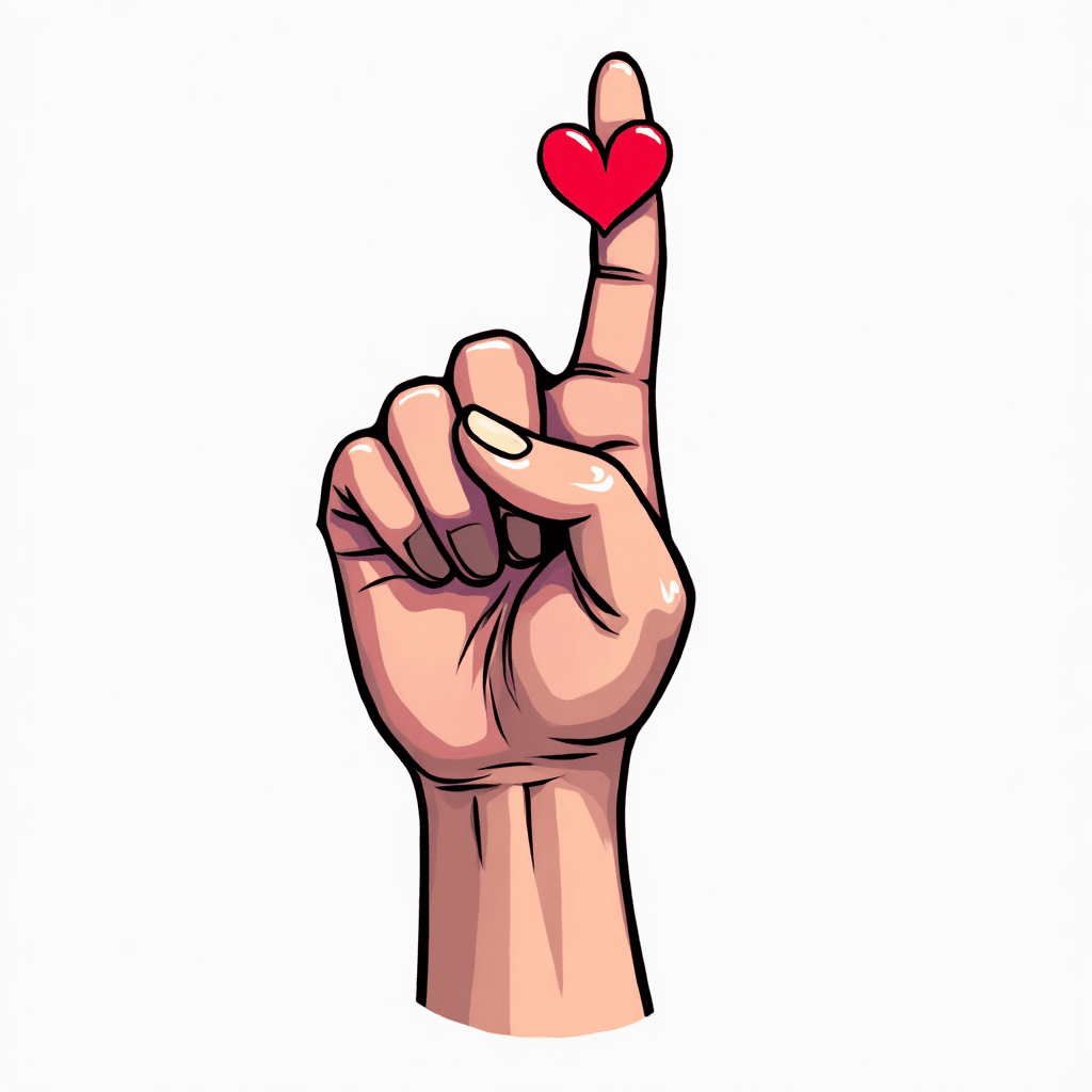 near the thumb and first finger pound sign and a h...