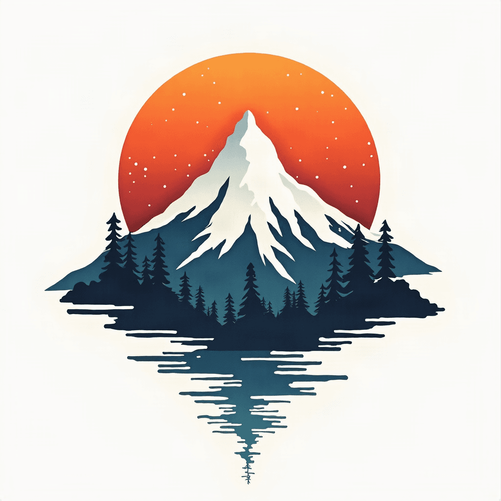 Minimalist mountain landscape with geometric shape…