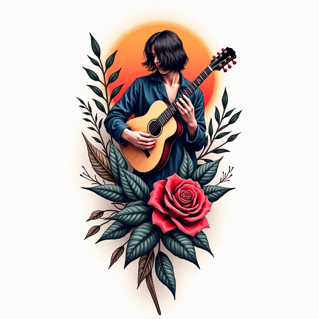 Music themed simple black ink