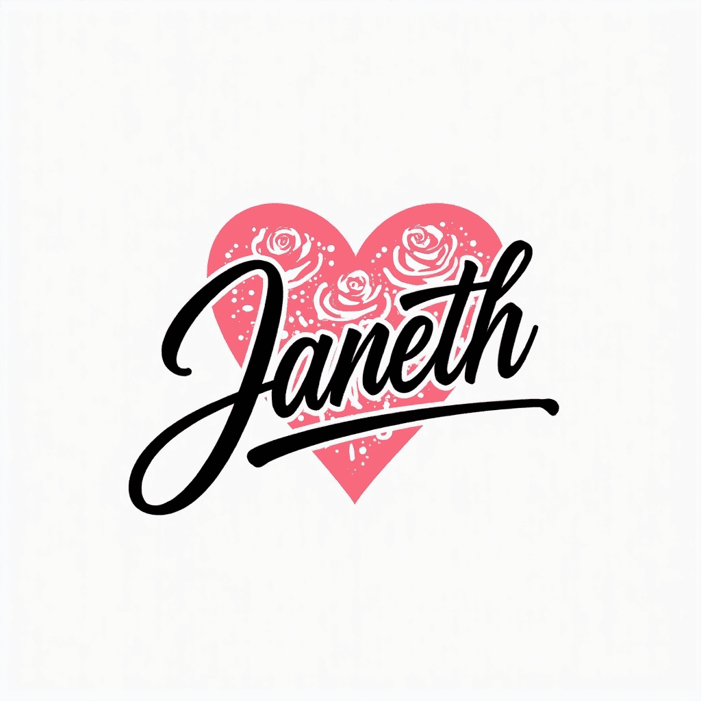 Janeth name tattoo in cursive with a a heart or ro…