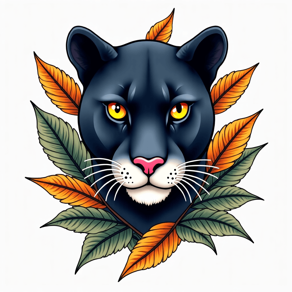 panther hiding behind leaves
