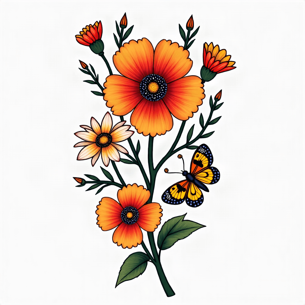 Poppy, Waterlily and chrysanthemum birth flower wi…