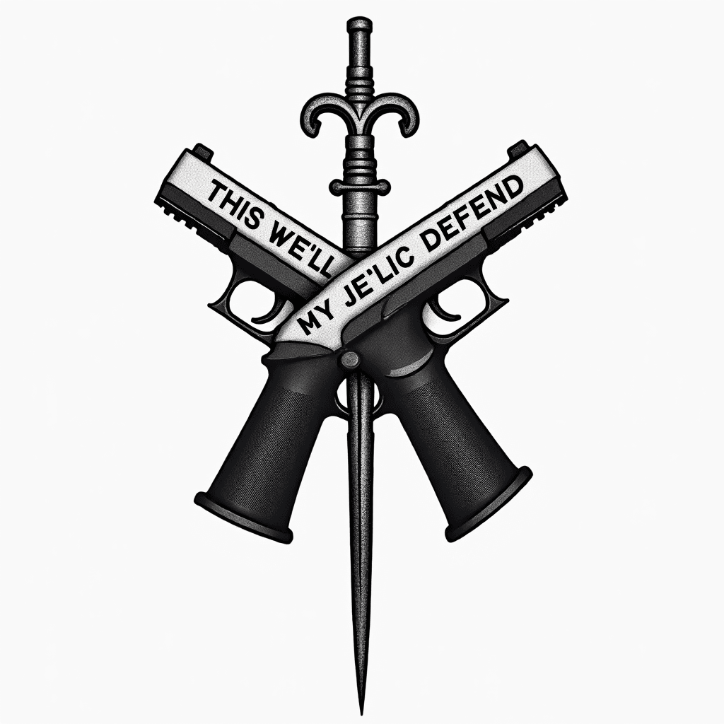 US Army MP crosses pistol insignia. “THIS WE’LL DE…