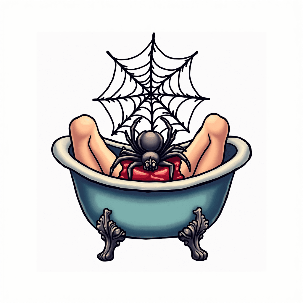 Bath or a spider with the web hopefully thinner th…