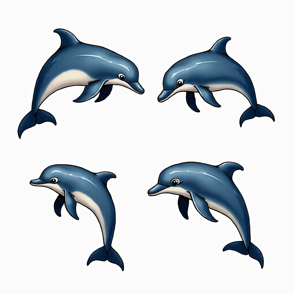 A dolphin with the name Jenson, a second dolphin w...
