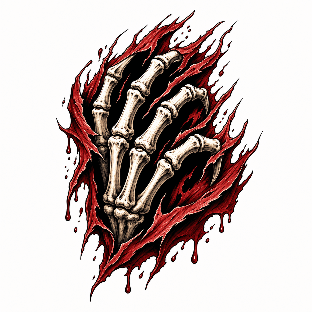 Skeleton hand ripping through the skin effect 🩸