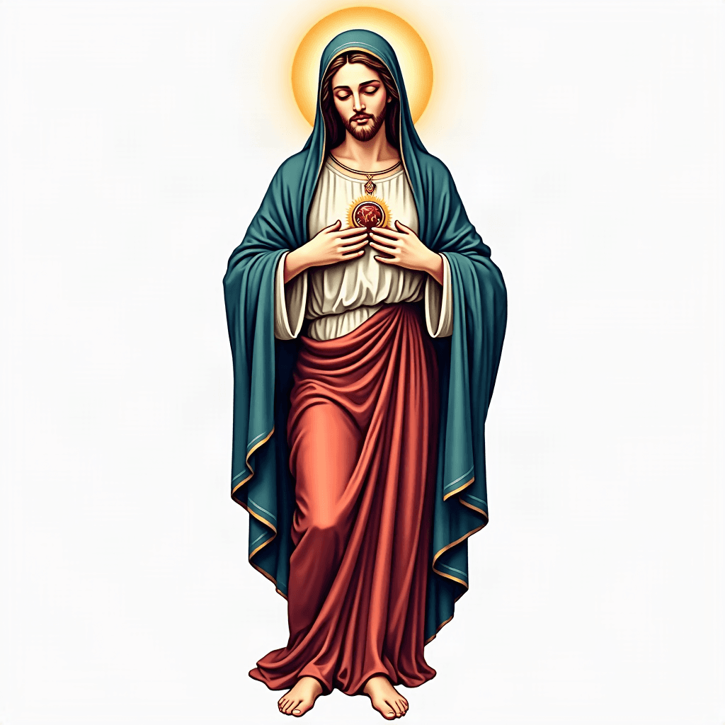 Generate tatoo of mother Mary with jesus christ on…