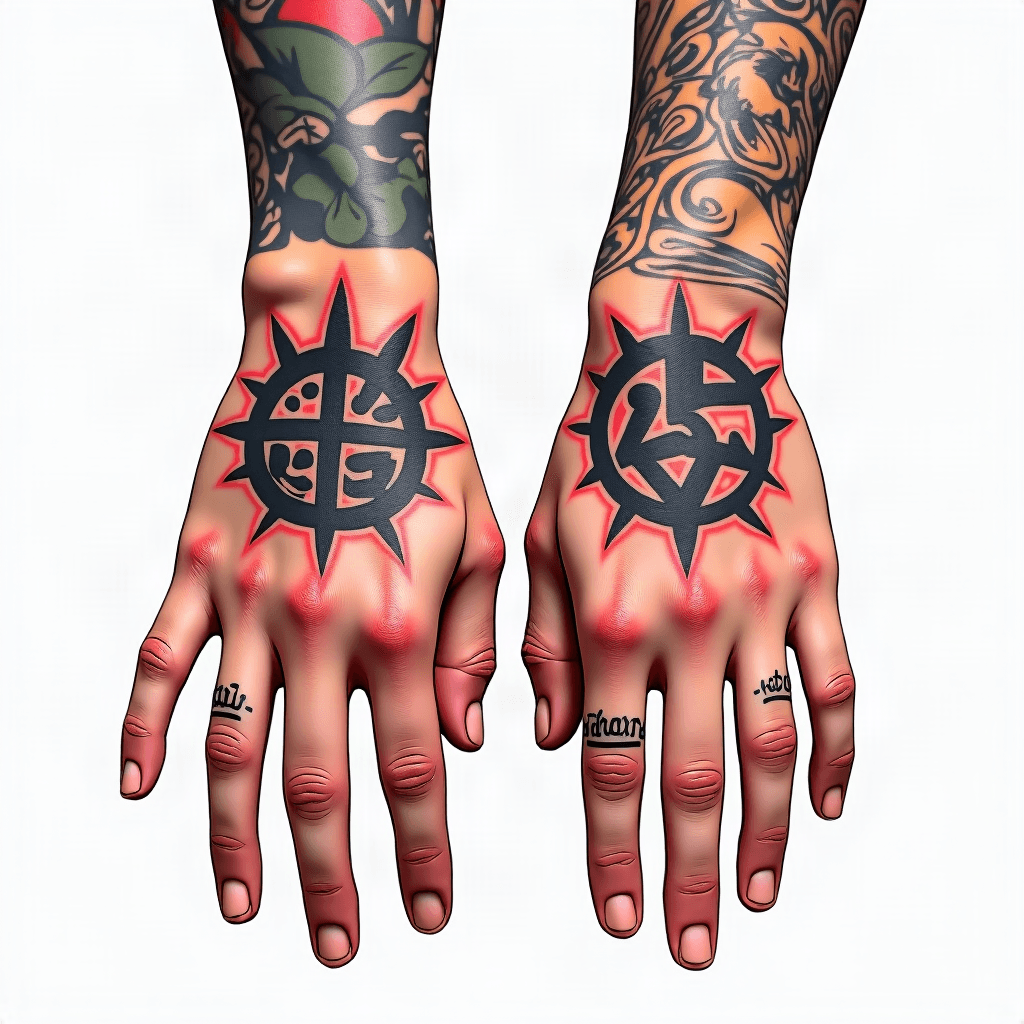 I want a tattoo on both my hands on my left hand. ...