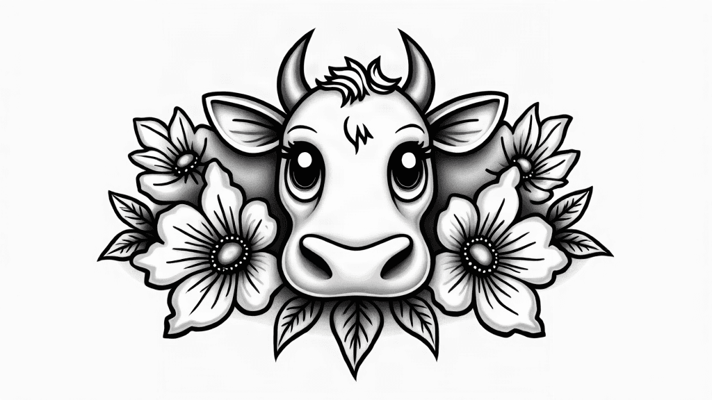 Full sleeve for a woman. Has little cartoon cows a…