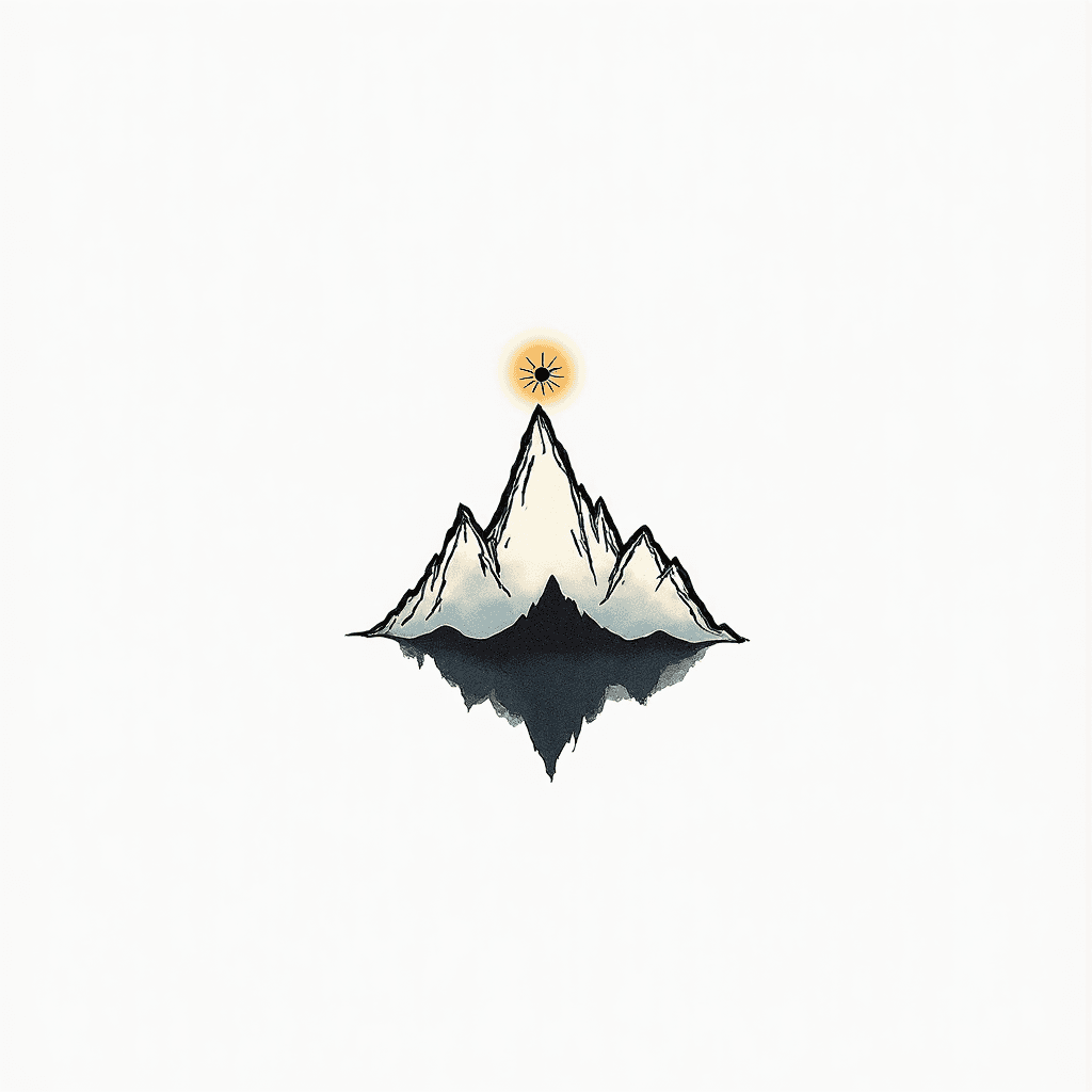 A minimalist fine-line tattoo design of a layered …