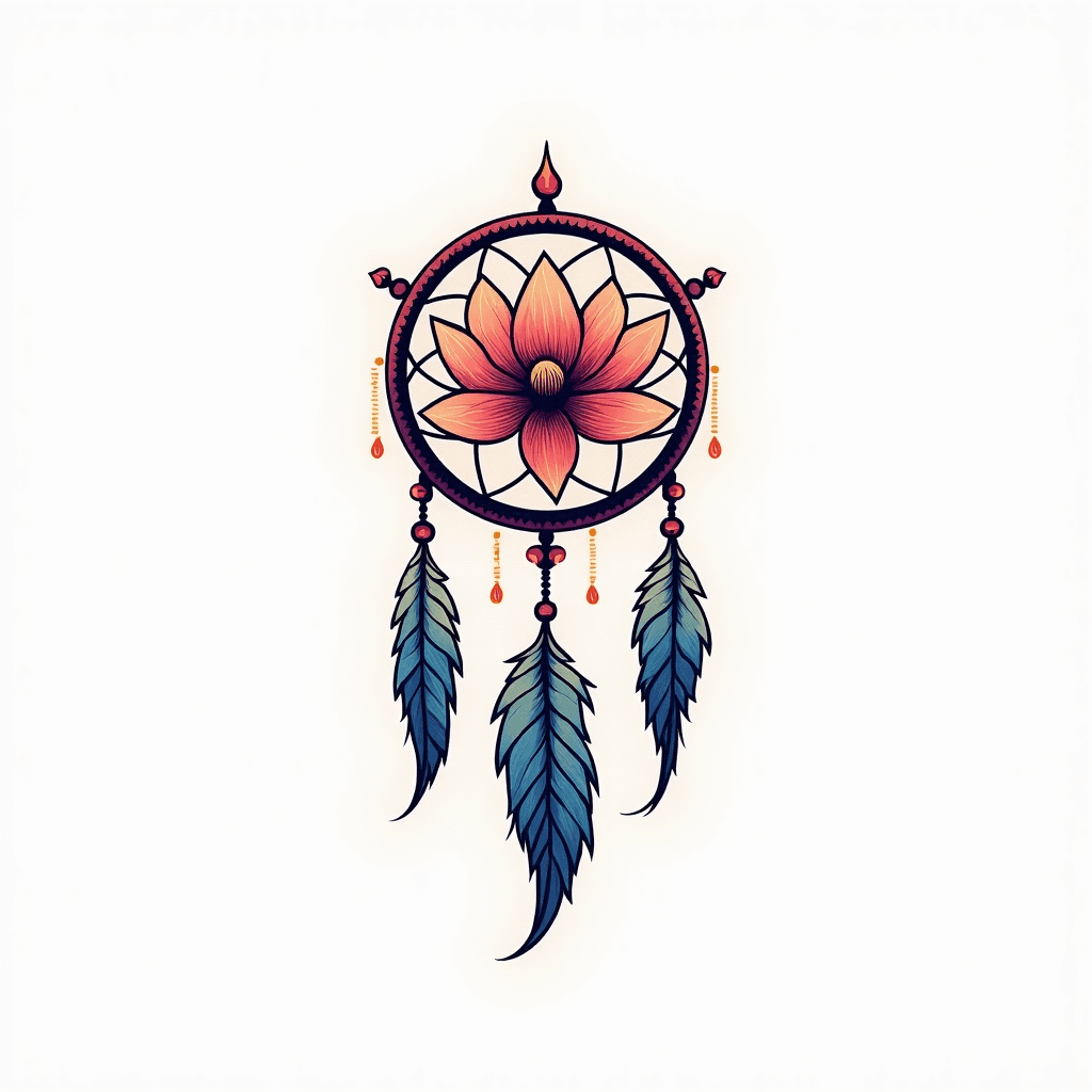 Dream catcher and lotus flower