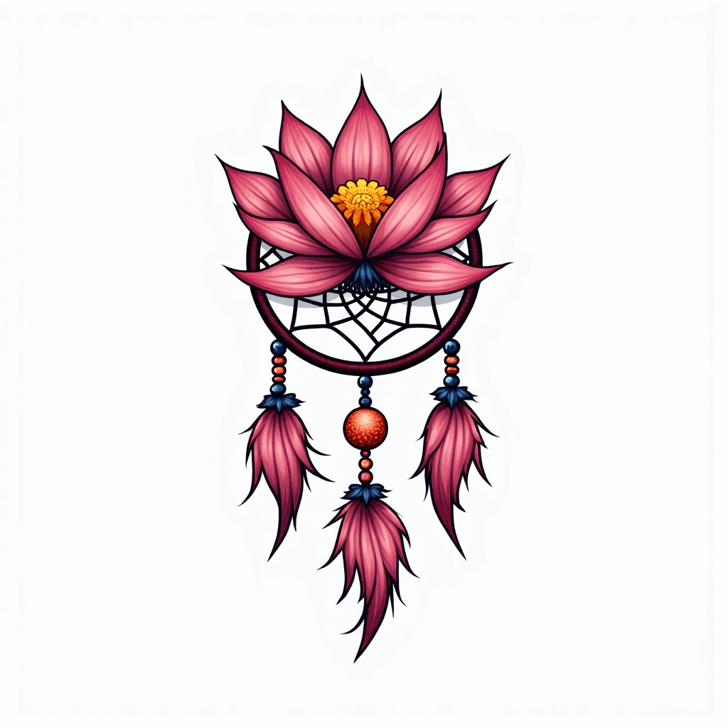 Dream catcher and lotus flower