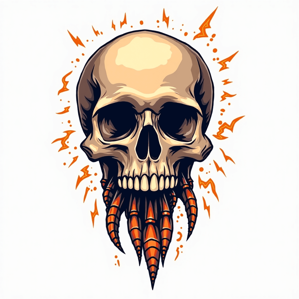 Skull with Welding, fingers blacked out