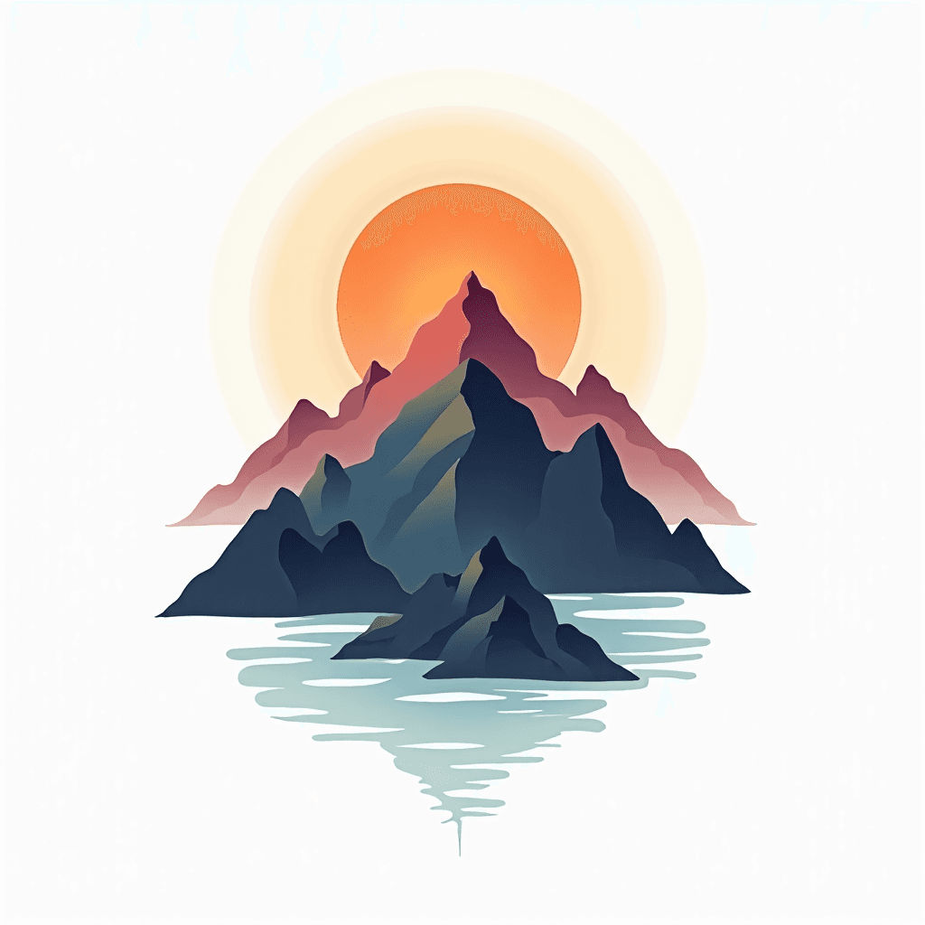 Minimalist mountain landscape with geometric shape…
