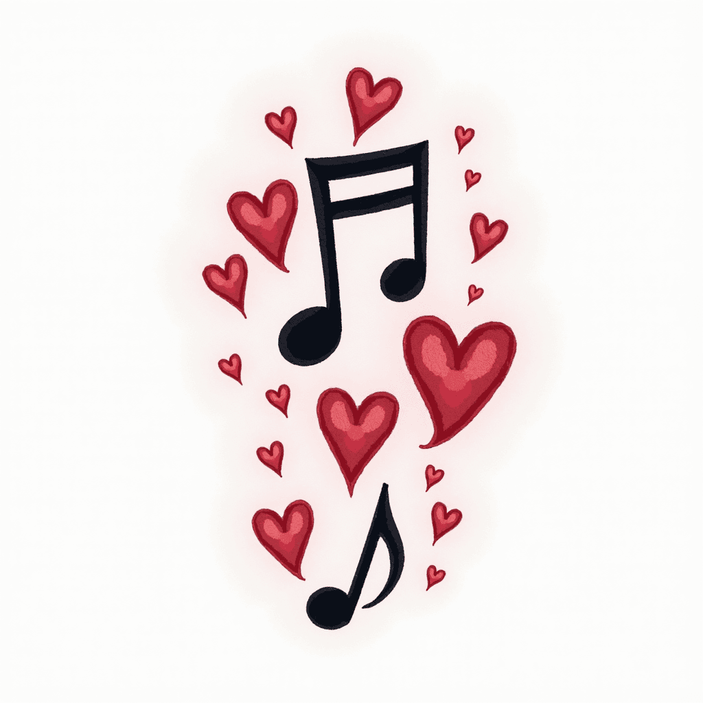 Melody & Lyric music symbols surrounding
