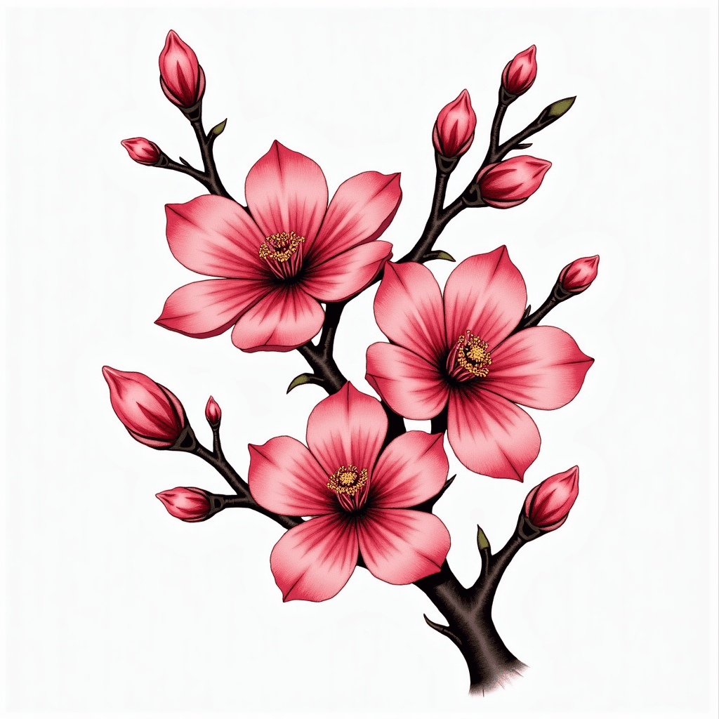 Cherry blossom Japanese traditional tattoo