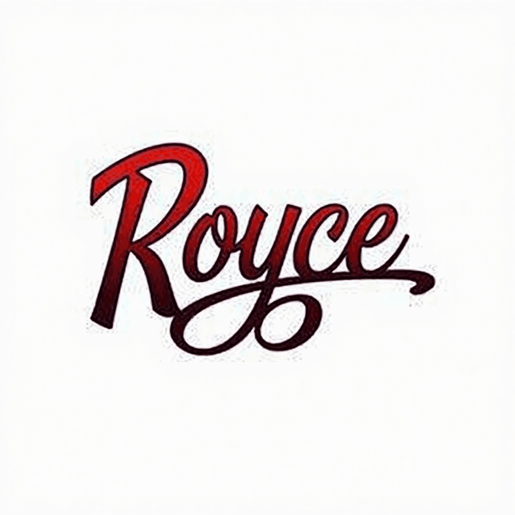 Royce name tattoo in fine line thin lines