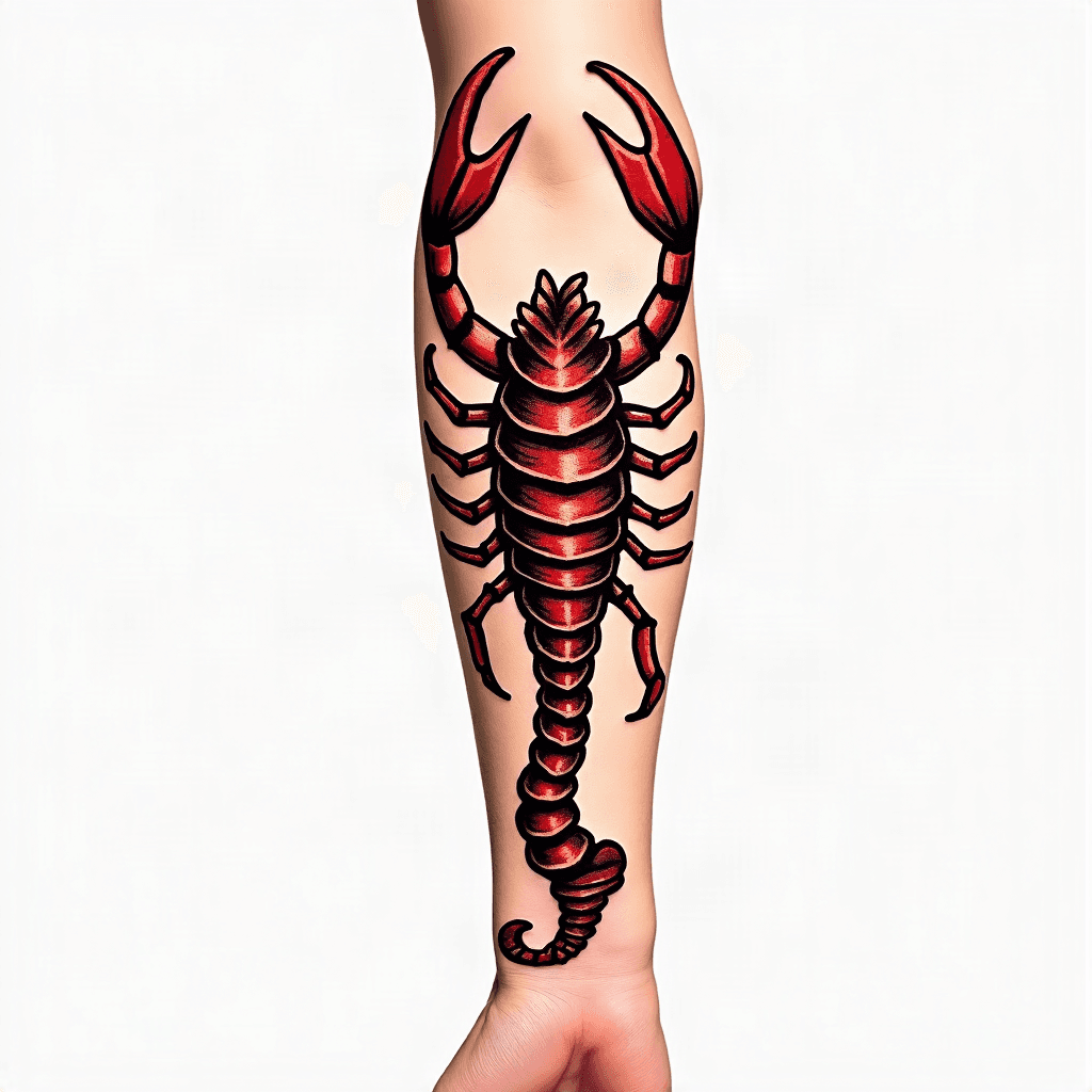 A right arm sleeve with a scorpion with no colour