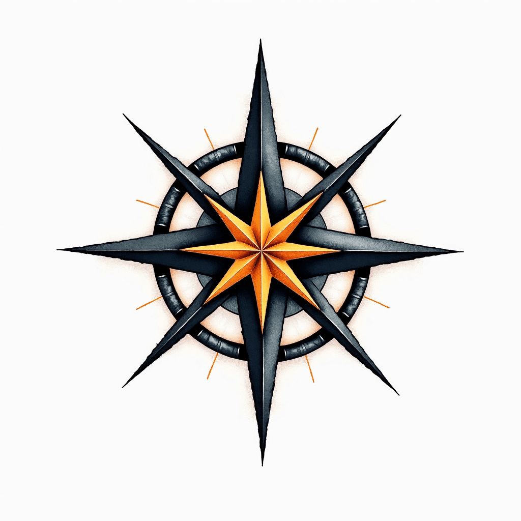 Compass with cross as north star